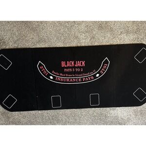 Texas‎ Holdem Folding Poker Table Black Felt Tabletop Set